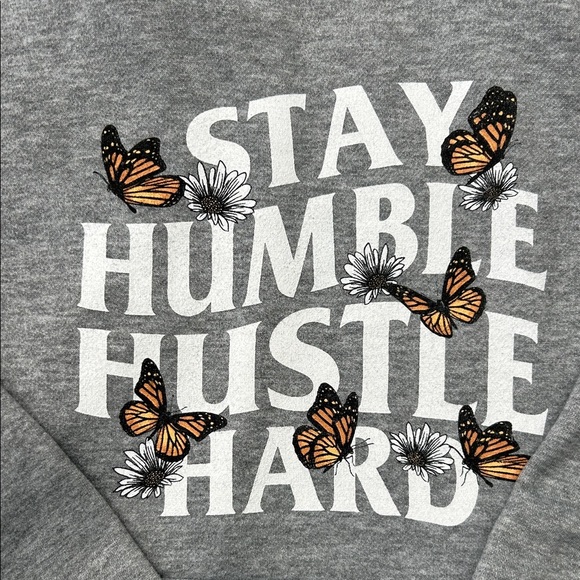 Gray Hoodie with Inspirational Graphic and Butterflies - Picture 4 of 5